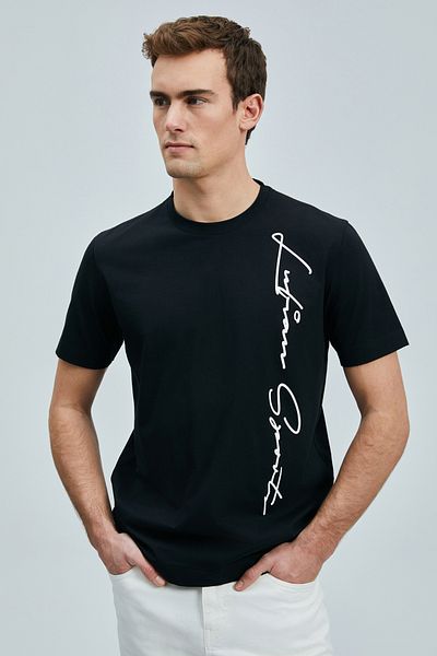 Lufian Μοντέρνο γραφικό μπλουζάκι Justin μαύρο