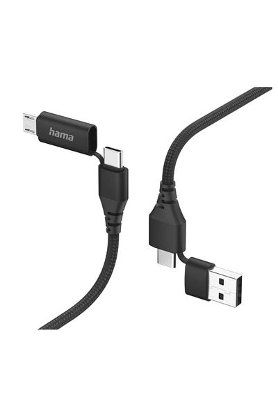 Hama Hama 201537 data cable, 4 in 1, USB-C/USB-A - USB-C/MicroUSB, 1.5m (Black)