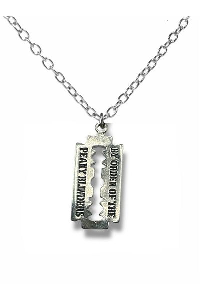 Herşey Nota Peaky Blinders Razor Figured Necklace – Silver Color Unisex Metal Jewelry