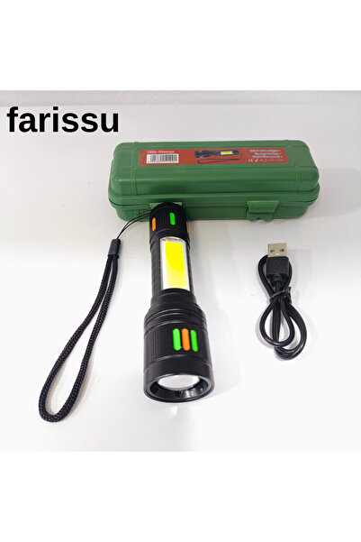 farissu 15 Watt Zoomlu Şarjlı El Feneri - Güçlü LED Işıklı, Taşınabilir ve Me...