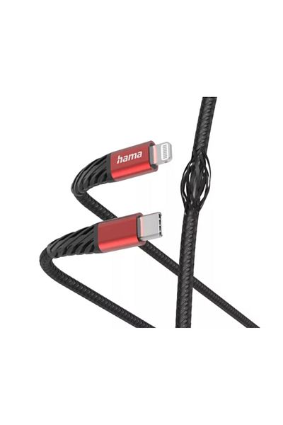 Hama Hama Extreme data cable, USB-C - Lightning, 1.5m (Black/Red)