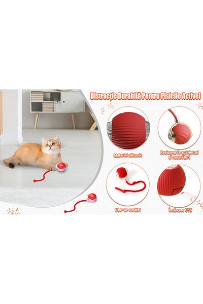 VEVOR Interactive Ball Smart Intelligence Toy for Cats Dogs Red