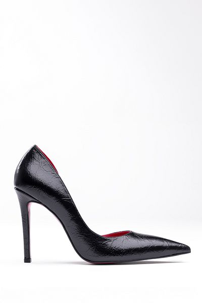 Tasarım Elvanna Red Sole Detailed Black Thin Heeled Ankle Strap Evening Dress Stiletto Shoes
