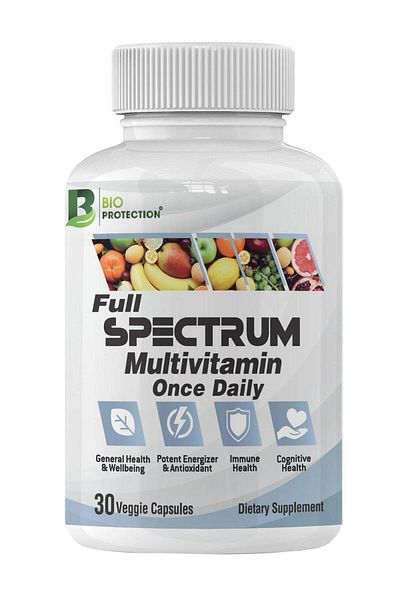 BIO PROTECTION Full Spectrum Men And Women Daily Essential Vitamins And Minerals 30 Veggie Capsules