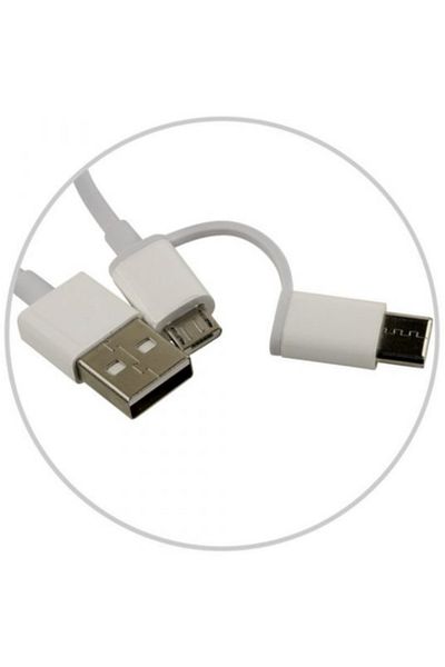 Xiaomi Cablu de date Xiaomi Mi 2 in 1 SJV4083TY, Micro USB si Type-C (Alb)