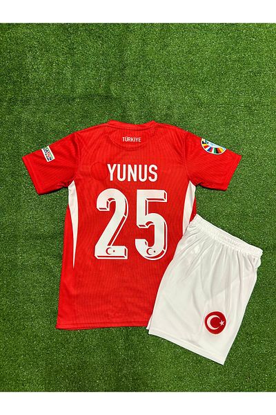 MONTENERO T.Ü.R.K.I.Y.E E.U.R.O 2024 Y.U.N.U.S A.K.G.U.N Home Kids Jersey (Red)
