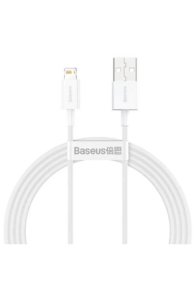 Baseus Cablu pentru incarcare si transfer de date Baseus Superior, USB/Lightning, 2.4A, 1.5m, Alb