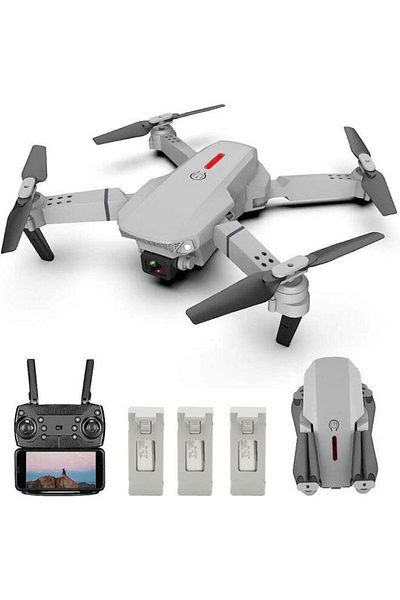 Generic LS-E525 WiFi FPV 4K Camera Drone Headless Mode Dual Camera Drone 3 Batteries Silver Grey Sui