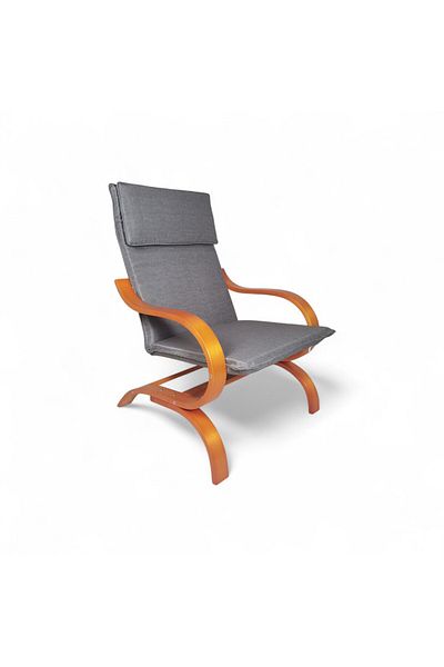 Kiwari Fit rocking chair, metal frame with wooden arms, 76x63x99 cm, polyester, removable cover, Grey