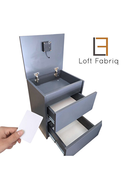 Loft Fabriq Rfid Kilitli Gizli Bölmeli Komodin (MONTAJ GEREKTİRMEZ)