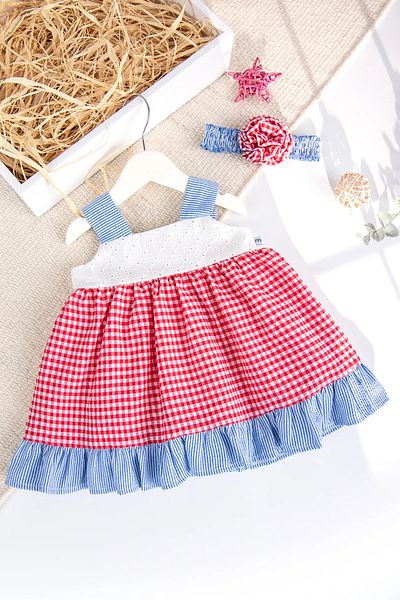 Babymod Summer Baby Girl Dress Set with Bandana Strap
