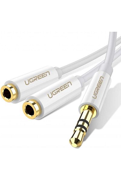 Ugreen Adaptor Audio Splitter 3.5mm - 2 x 3.5mm UGREEN AV123 2in1, 0.2m, Alb