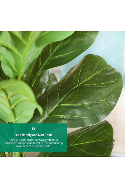 NEXIFY Artificial Fig Tree 27.5" Fake Potted Ficus Lyrata Plant with Handmade Seagrass Basket