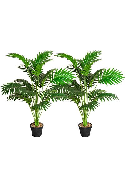 NEXIFY 2 Pack Artificial Plants, 80cm Faux Palm Artificial Plant Medium Sized 18 Branches with Po