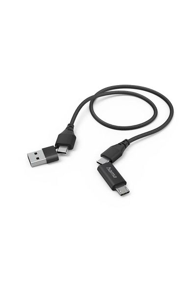 Hama Hama 201537 data cable, 4 in 1, USB-C/USB-A - USB-C/MicroUSB, 1.5m (Black)