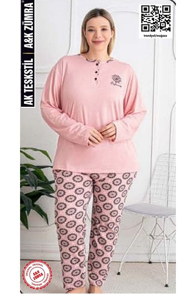 A&K ZÜMRA Natural Viscose Mother Model Summer Women's Pajama Set Salmon