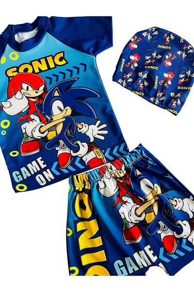 YUMİYUMM Boy's Character Printed Short-Sleeved Shorts Swimwear Set