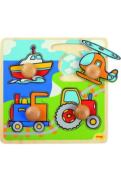 BigJigs My First Puzzle BigJigs BJ519, 4 Means of Transport (Multicolor)