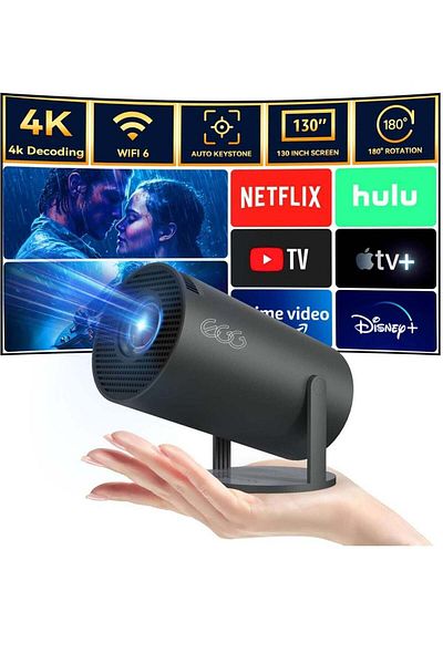 EGG NEW 4K Mini Projector portable with Stunning Clarity and Portability WIFI Android 11.0 Full HD 1080P