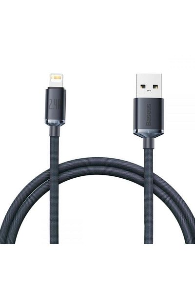 Baseus Crystal Shine Fast Charging 2.4A Lightning 1.2m Black Cable