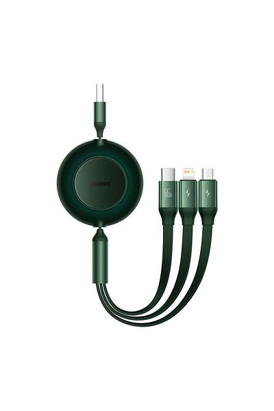 Baseus Data cable 3 in 1 Baseus Bright Mirror 2, USB - Micro-USB/Lightning/USB Type-C, 66W, 1.1m, Green
