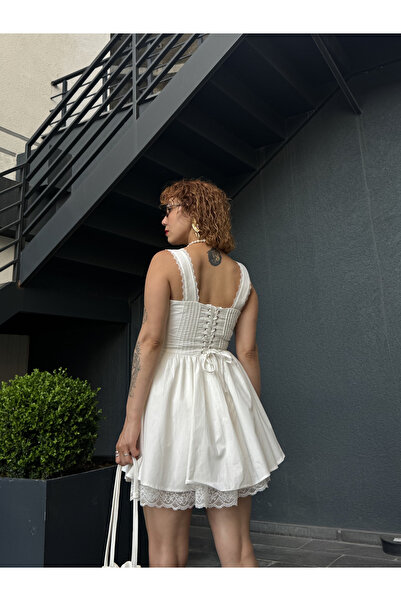 Bak'ap Rochie mini prințesă Pinterest din bumbac premium cu design detaliat din dantelă