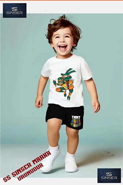 SS SİNSER Tricou cu gât rotund cu imprimeu special pentru copii „NINJA TURTLE...