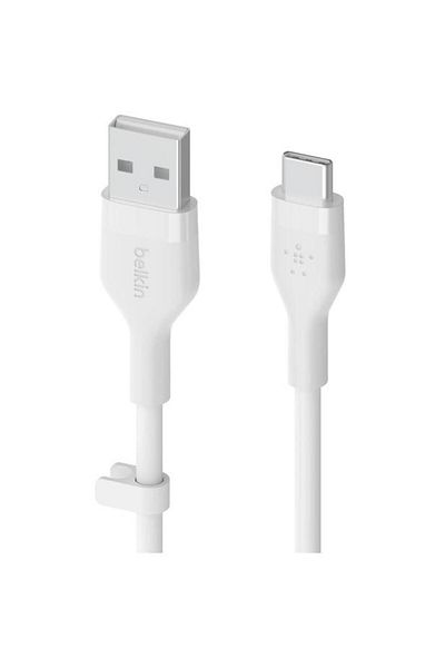 Belkin Belkin Charging Cable, Boost Charge Flex, Silicone, USB-A to USB-C, 2M, White