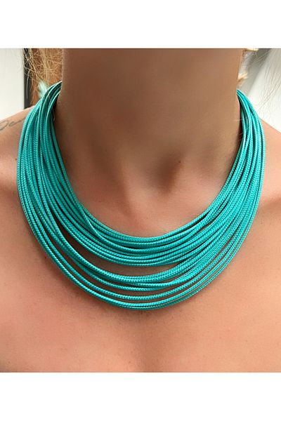 Kutcha Accessories Nile Green Multi-Layered Women's Necklace – Handmade Summer Bohemian Design