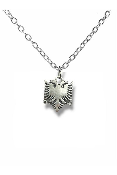 Herşey Nota Double Headed Eagle Figured Necklace – Albanian Symbol Silver Color Unisex Metal Jewelry