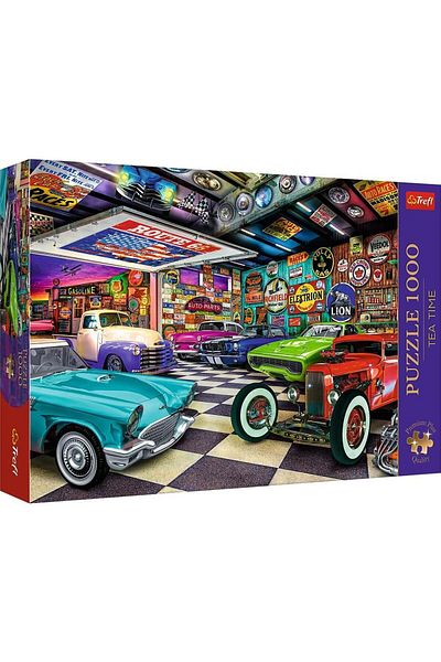 Trefl Puzzle Trefl Premium Plus - Tea Time, Garajul Colectionarului De Masini, 1000 piese