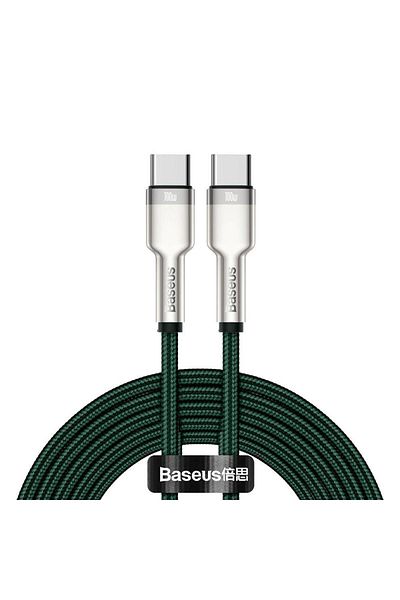 Baseus USB-C - USB-C Baseus Cafule Series Metal Data and Charging Cable, 100W, 2m, Green CATJK-D06