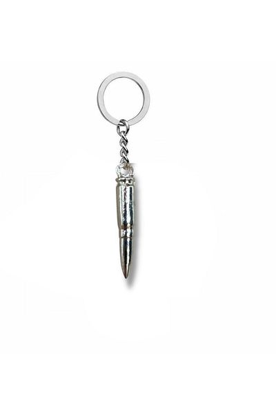 Herşey Nota Metal Keychain with Bullet (Lead) Figure – Silver Color Tactical Unisex Accessory