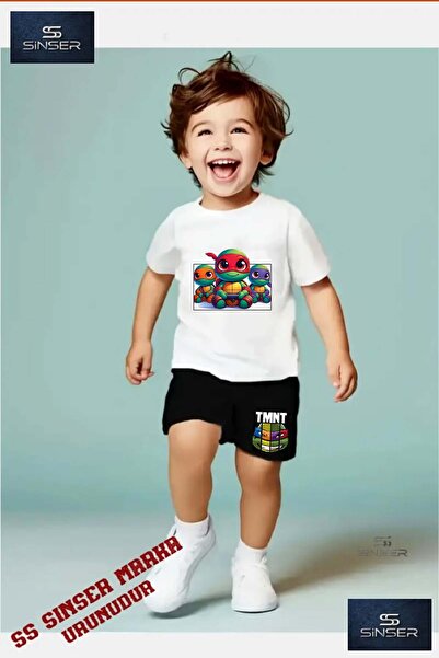 SS SİNSER Tricou cu gât rotund cu imprimeu special pentru copii „NINJA KAPLUM...