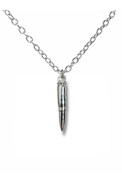 Herşey Nota Bullet (Lead) Figured Necklace – Silver Color Military Style Unisex Metal Jewelry