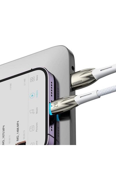Baseus Cablu pentru incarcare si transfer de date Baseus Glimmer, USB/Lightning, 2.4A, 1m, Alb