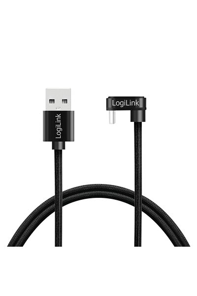 LogiLink LOGILINK power and data cable, USB 2.0 - USB Type-C (T), 180 degrees, 3m, Black