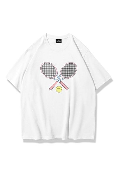 Trendiz Tricou de tenis roz pentru femei, alb