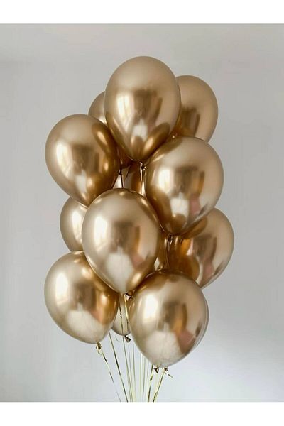 PartyPoo Bride to Be 10 Chrome Gold Balloon Set – Bright Gold Color Party, Bachelorette Decoration Balloons