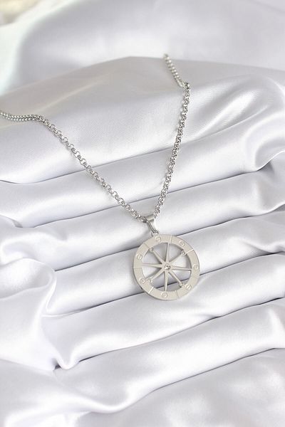 Clariss 316l Steel Silver Color Zircon Stone Dream Catcher Model Embroidery Detail Women's Necklace