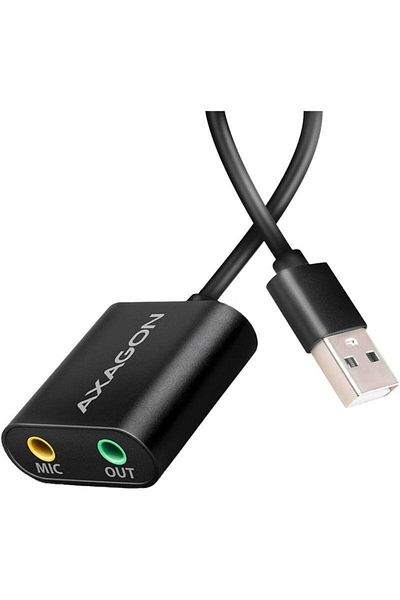 Axagon Adaptor AXAGON ADA-12, 1x USB, 2x Jack 3.5 mm (Negru)