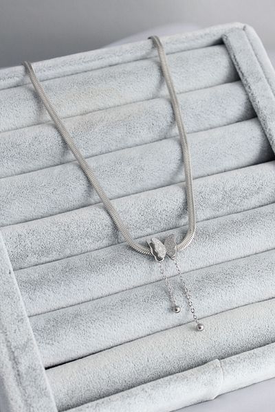 Clariss 316l Steel Silver Color Italian Chain Model Silvery Butterfly Figure Women's Necklace