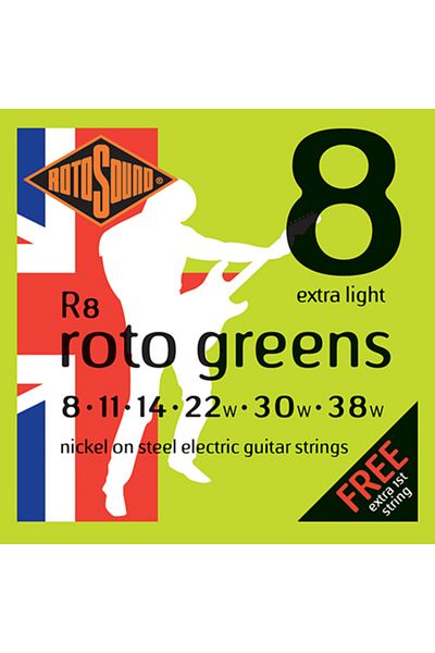 Rotosound R8 Roto Greens Electric Guitar Strings – 8-38 (Extra Light)