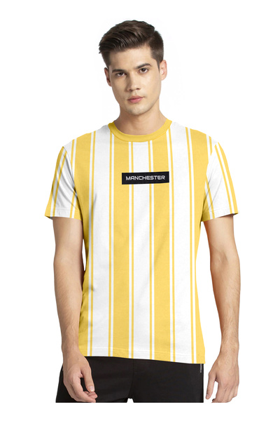 LAUREN SMITH تي شيرت رجالي كاجوال مخطط من القطن الغني - مجموعة لورين سميث للرجال