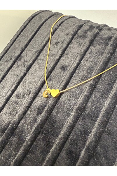 Gulsah's Store Çelik gold minimal kalpli harfli kolye