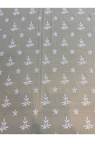 Yiğit Kumaş Embroidered Muslin Fabric Beige Color