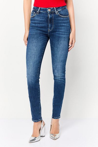 Guess Women Skinny Fit Washed Stretchable Denim Jeans, Blue