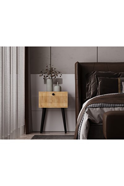 melura home MELURA KOMODİN SAFİR MEŞE %100 MDF LAKE BOYALI AHŞAP AYAK