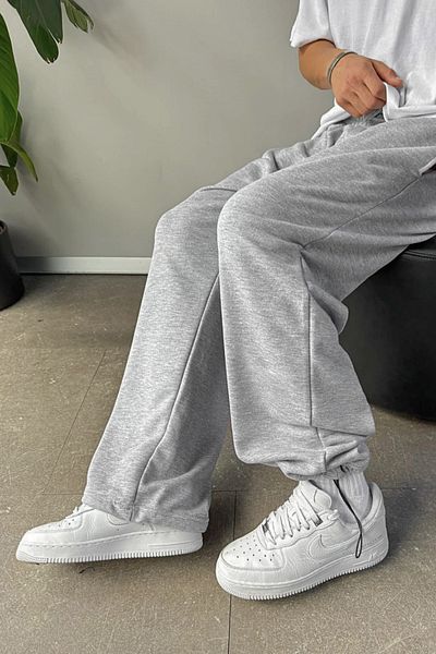 BSBSPOR Summer Baggy Style Sweatpants with Elastic Legs Black Gray Smoked