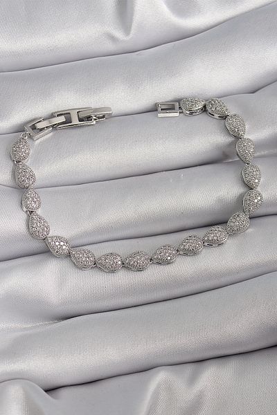 Clariss Brass Silver Color Zircon Stone Drop Model Vip Series Women's Bracelet